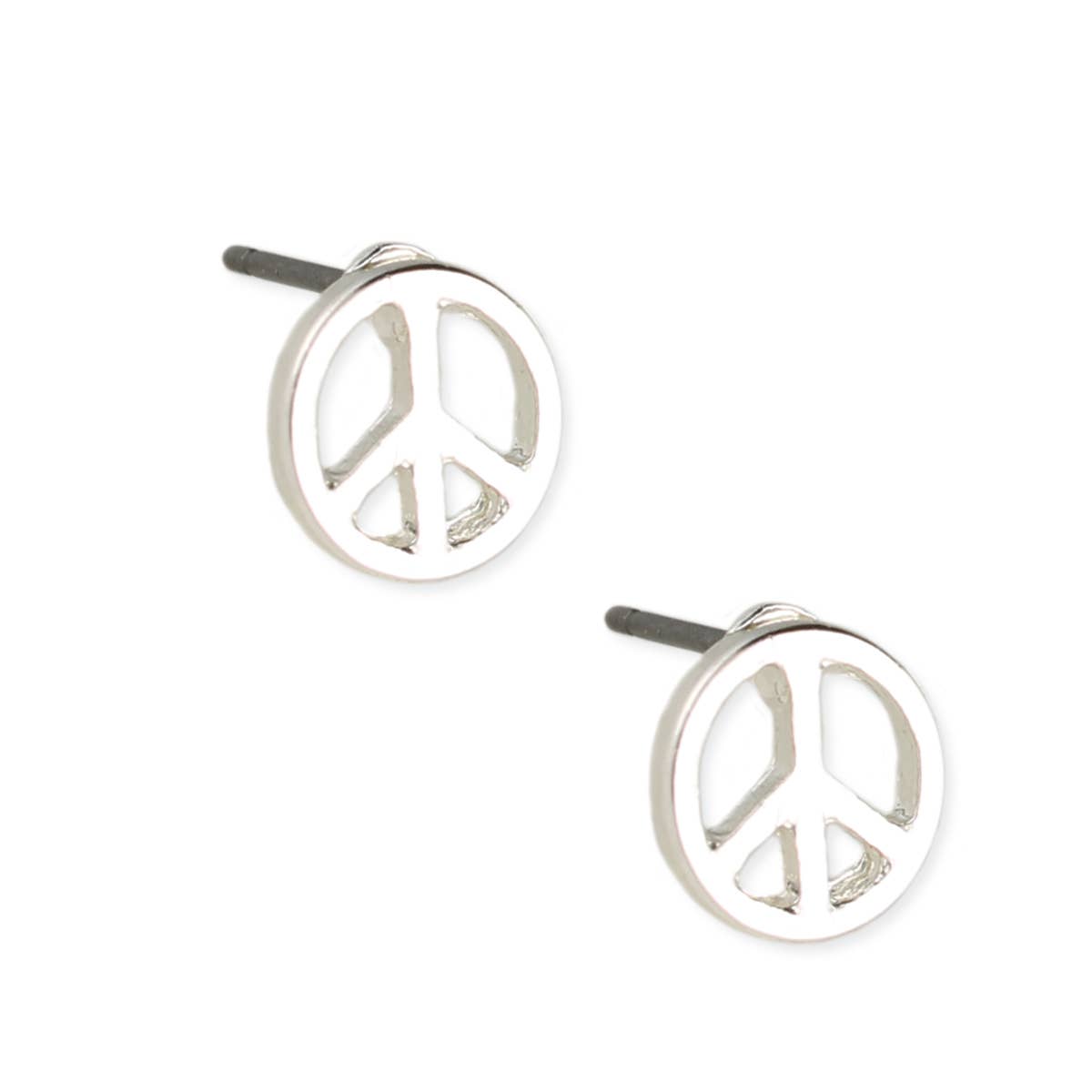 Silver Peace Sign Post Earring