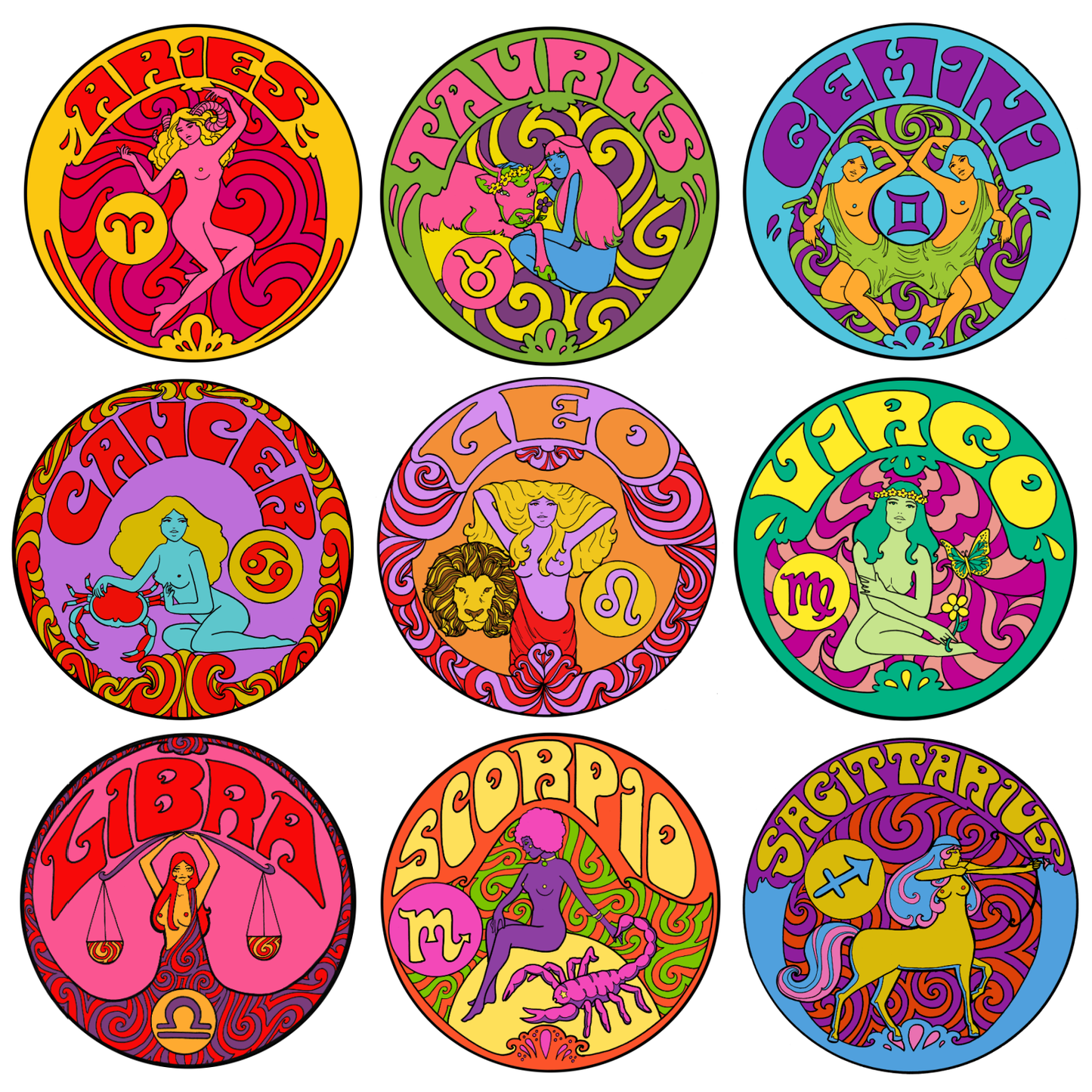 Multiple Zodiac Stickers 5 EACH