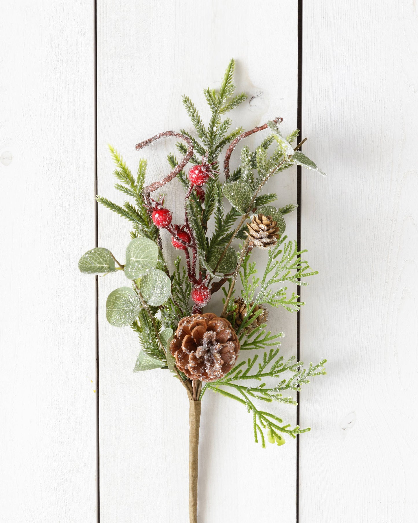 Pick - Frosted Mixed Evergreens, Berries, Cones (PK/4)