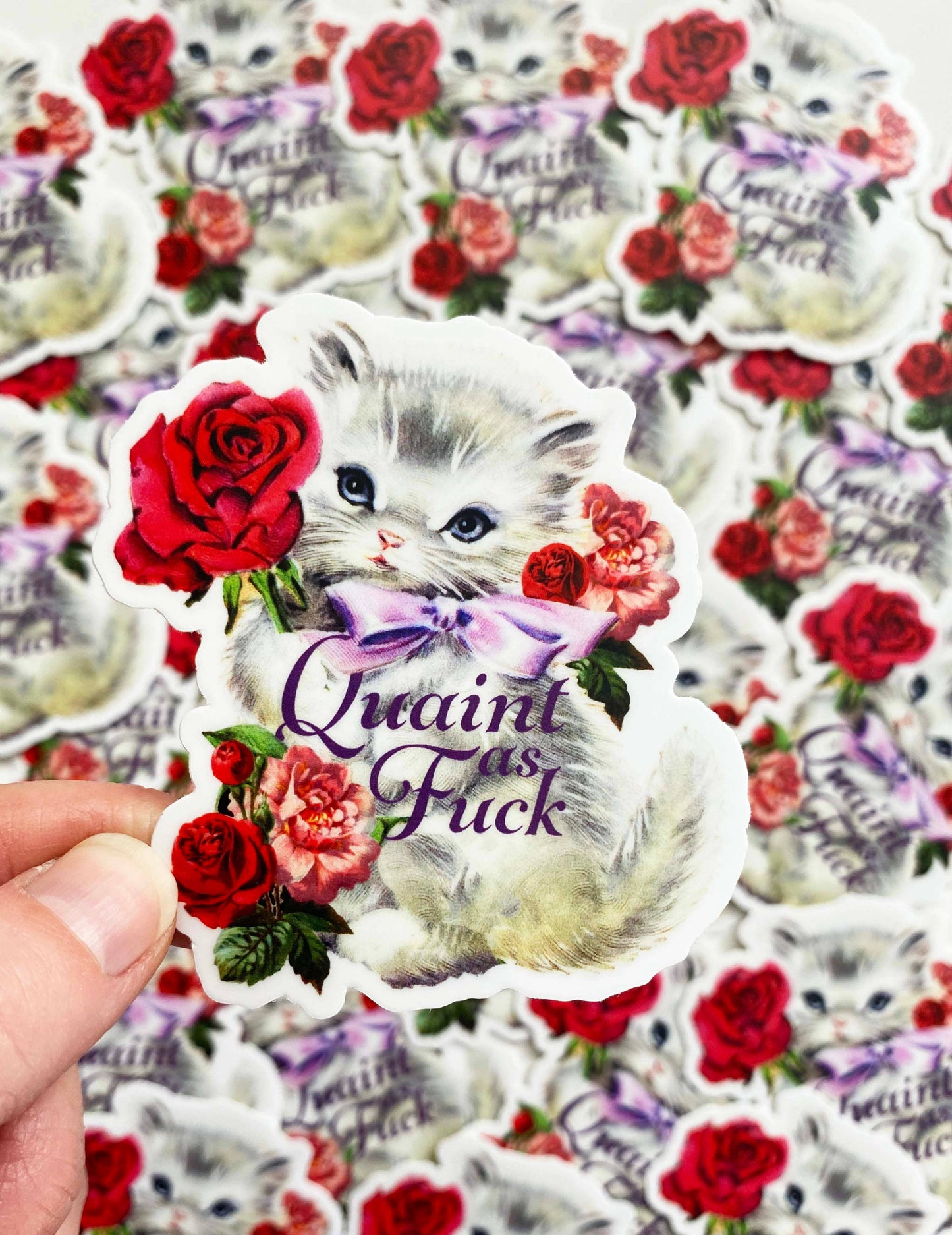 Quaint as Fuck Kitty Sticker - Cute Cat Decal