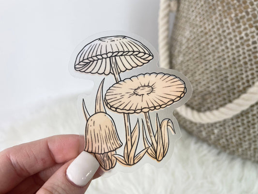 Agaricus Plicatilis Watercolor Mushroom Clear Sticker