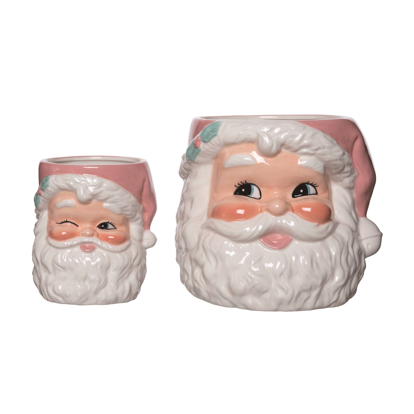 Dol Pink Retro Santa Nesting Bowls S/2