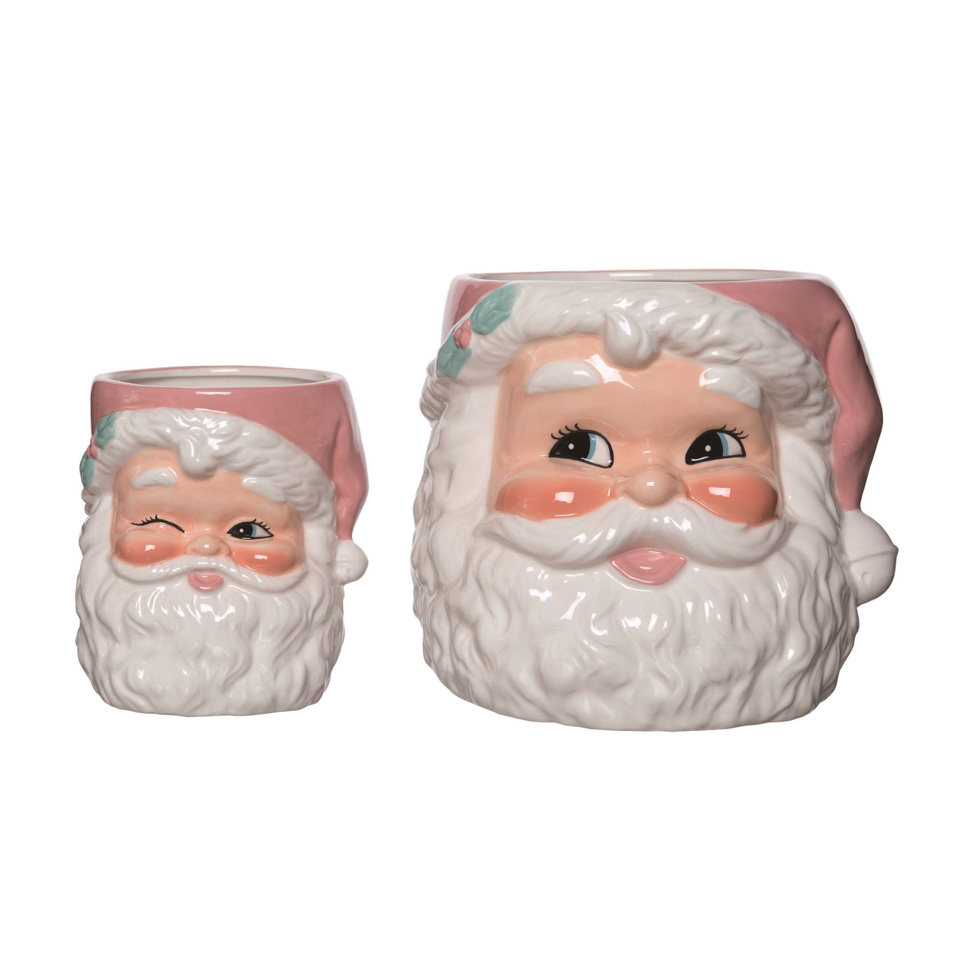 Pink Vintage Santa Salt & Pepper Shakers Set/2